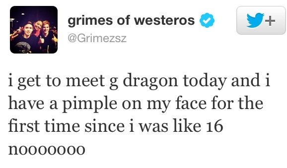Grimes Tweets Excitement Before Meeting G-Dragon