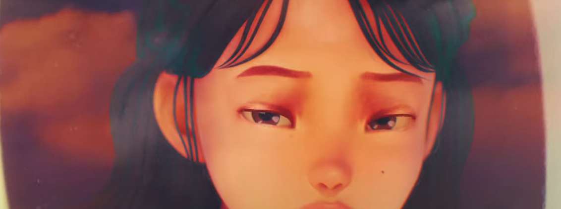 Animated image of IU looking out a plane window in the music video of "eight" by IU and BTS's Suga.